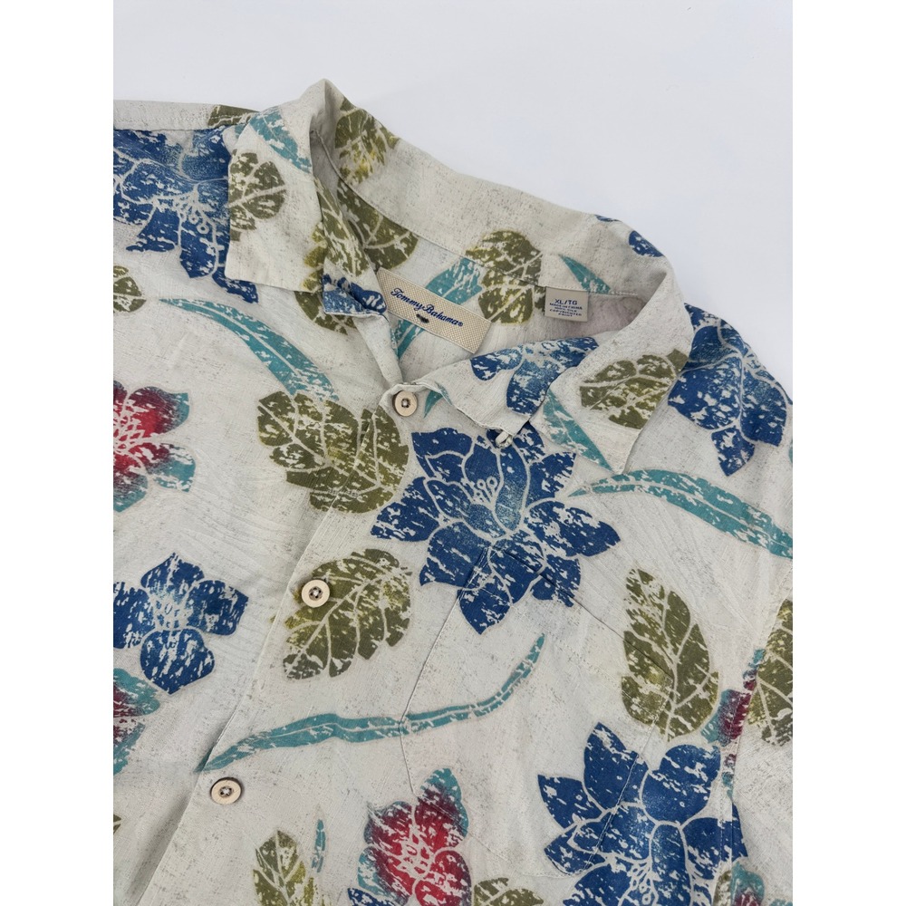 Tommy Bahama Silk Hawaiian Shirt XL Mens Floral Print‎ Short Sleeve Button Up